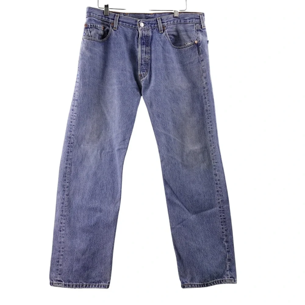 Vintage Levi Strauss Co 501 Jeans Mens 38x32 Blue Denim Button Fly Straight Leg